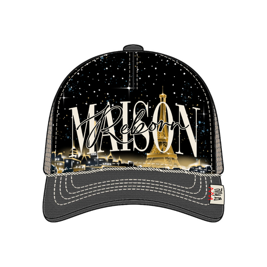 Maison Reborn By KIILU Midnight Black Trucker Cap