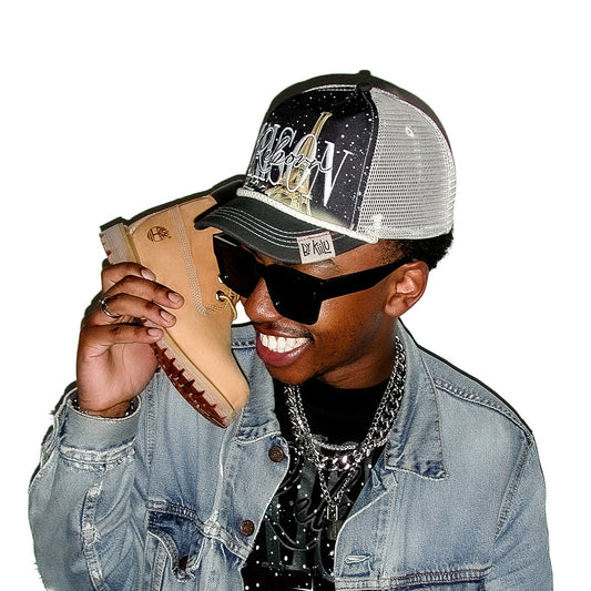 Maison Reborn By KIILU Midnight Black Trucker Cap